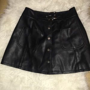 BLUE ASPHALT FAUS LEATHER MINI SKIRT, SIZE 3/4
